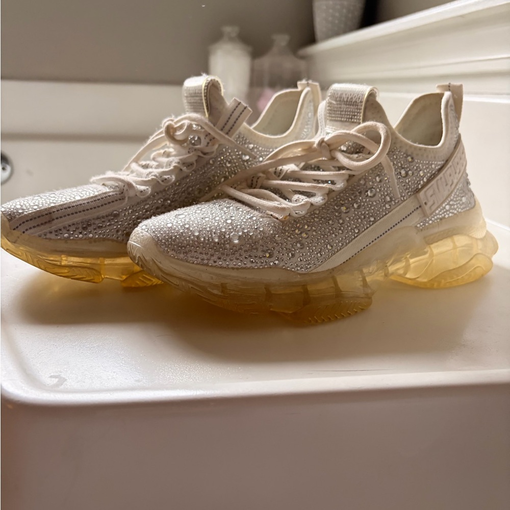 Steve Madden MAXIMA Crystal Embellished Sneakers with Clear Soles